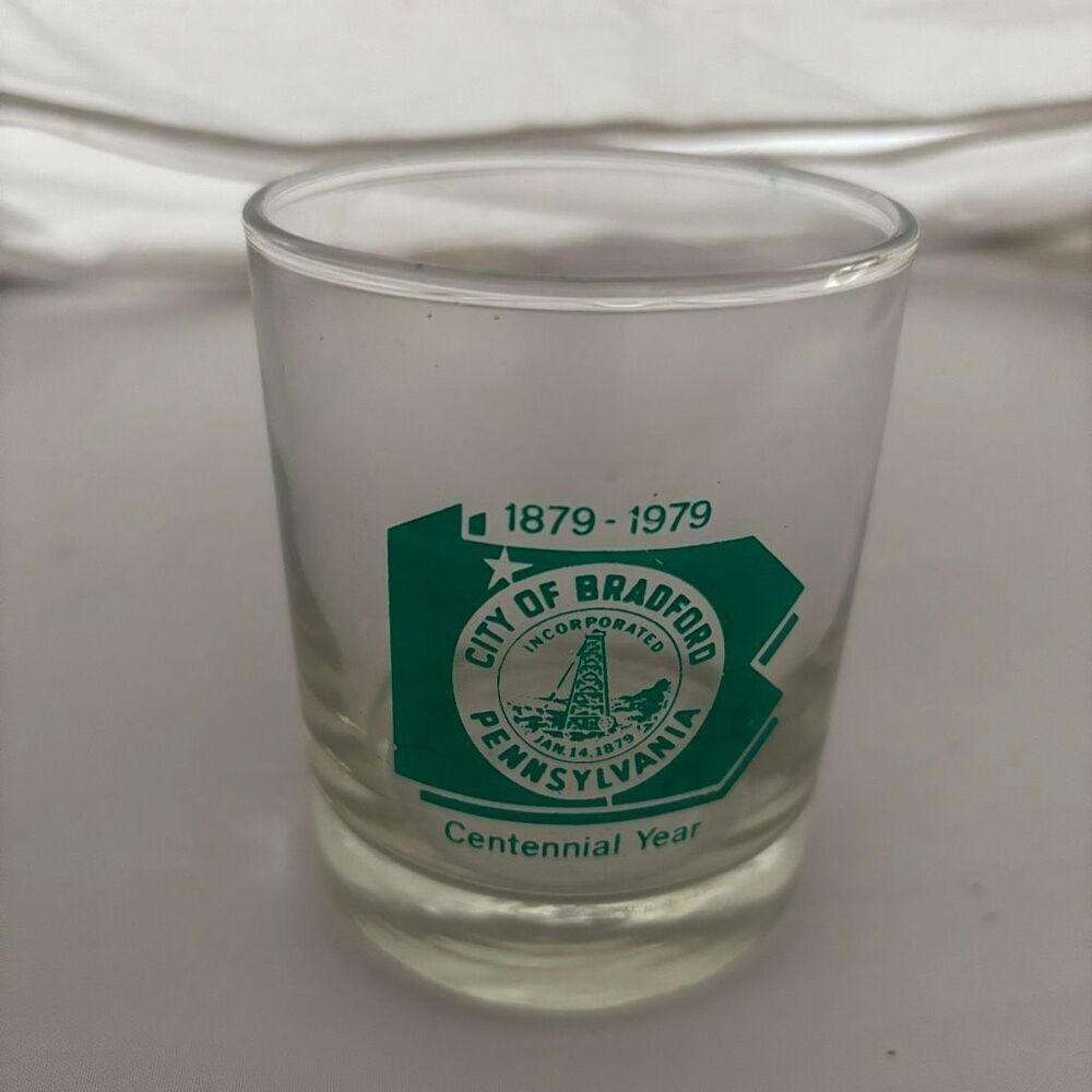 City Of Bradford Pennsylvania 1879-1979 Centennial Year Vintage Tumbler Glass